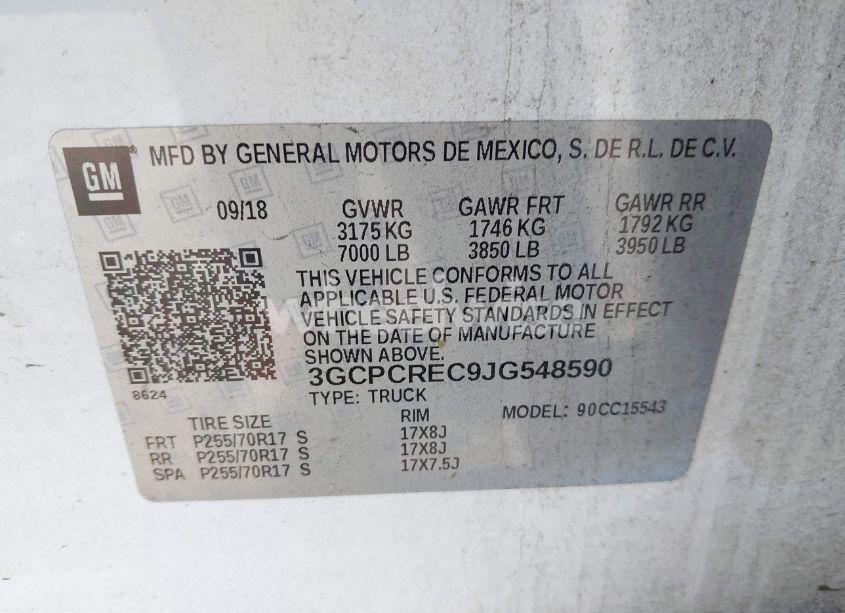 Photo 9 of 2018 Chevrolet Silverado 1500 1LT (VIN 3GCPCREC9JG548590)