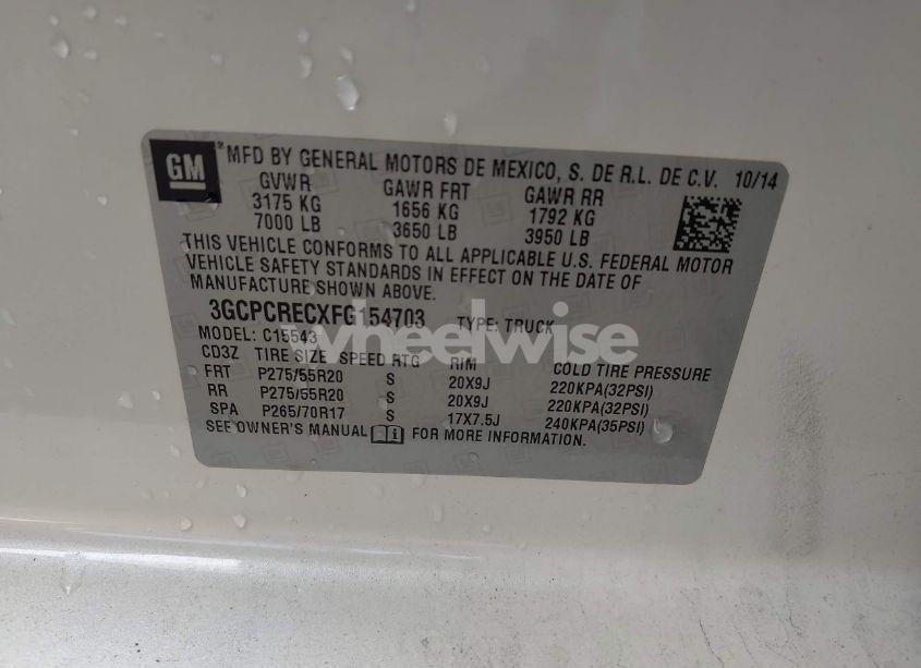 Photo 9 of 2015 Chevrolet Silverado 1500 1LT (VIN 3GCPCRECXFG154703)