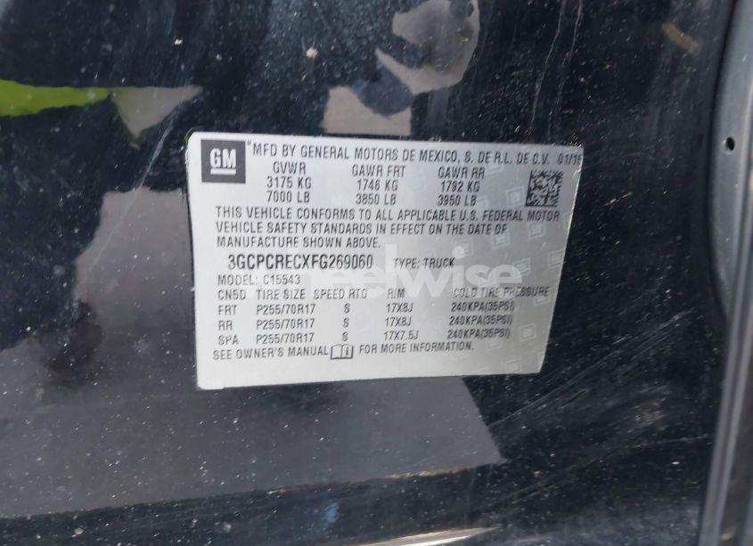 Photo 9 of 2015 Chevrolet Silverado 1500 1LT (VIN 3GCPCRECXFG269060)