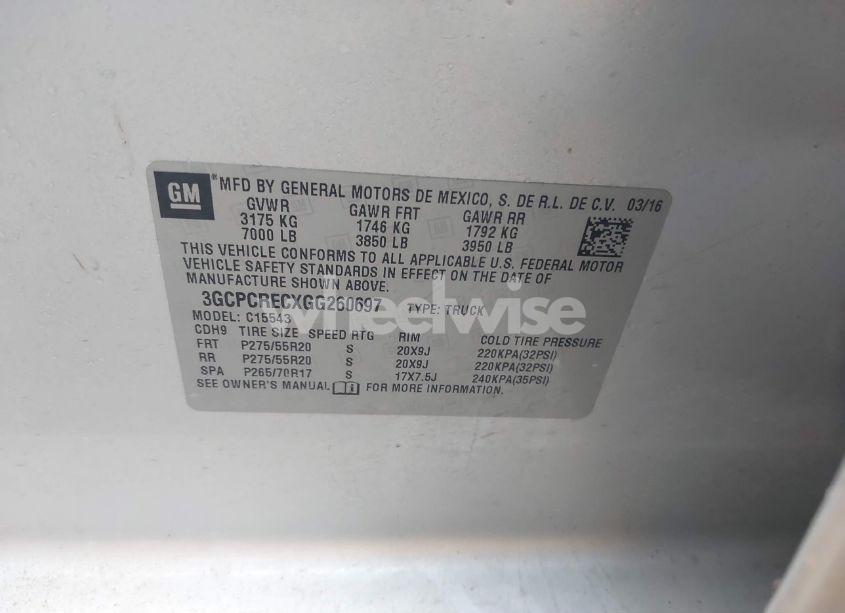 Photo 9 of 2016 Chevrolet Silverado 1500 1LT (VIN 3GCPCRECXGG260697)