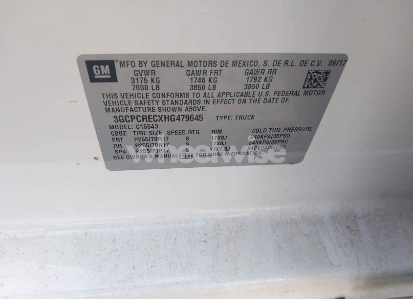 Photo 9 of 2017 Chevrolet Silverado 1500 1LT (VIN 3GCPCRECXHG479645)