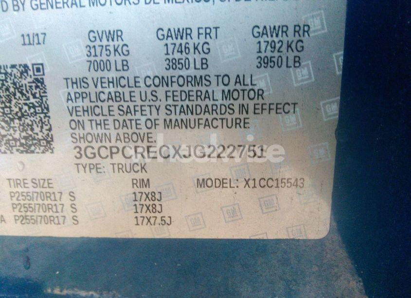Photo 9 of 2018 Chevrolet Silverado 1500 1LT (VIN 3GCPCRECXJG222751)