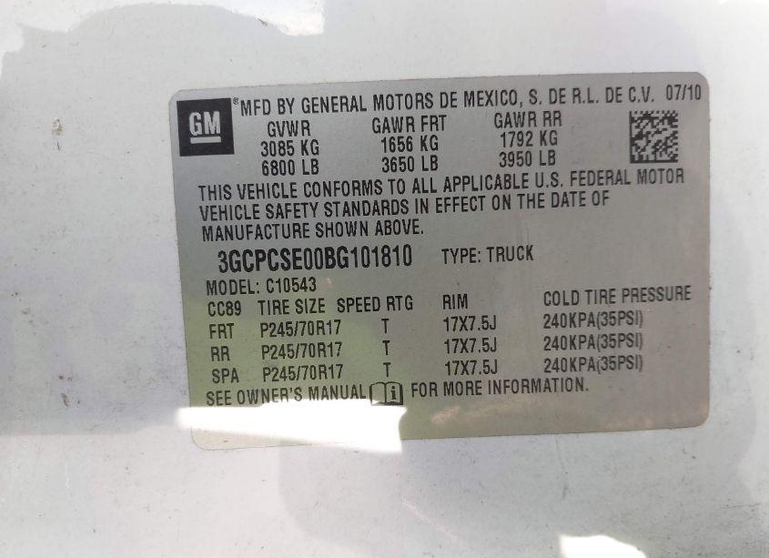 Photo 9 of 2011 Chevrolet Silverado 1500 LT (VIN 3GCPCSE00BG101810)