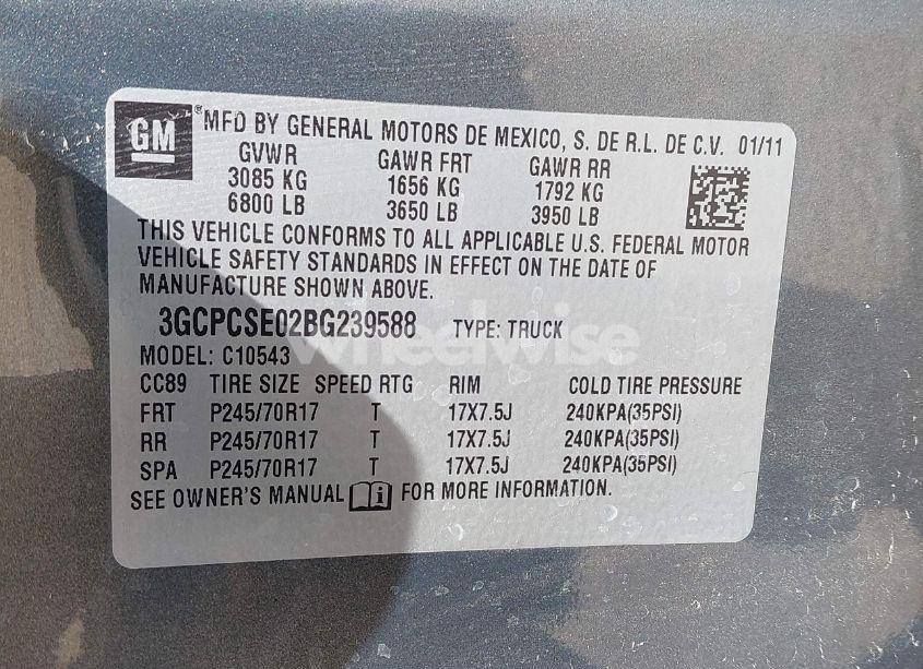 Photo 9 of 2011 Chevrolet Silverado 1500 LT (VIN 3GCPCSE02BG239588)