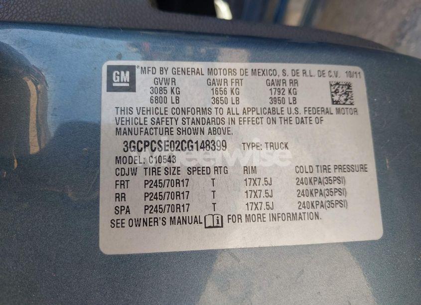 Photo 9 of 2012 Chevrolet Silverado 1500 LT (VIN 3GCPCSE02CG148399)