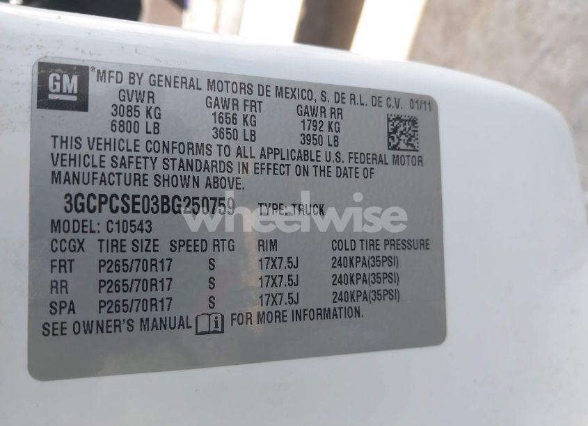 Photo 9 of 2011 Chevrolet Silverado 1500 LT (VIN 3GCPCSE03BG250759)