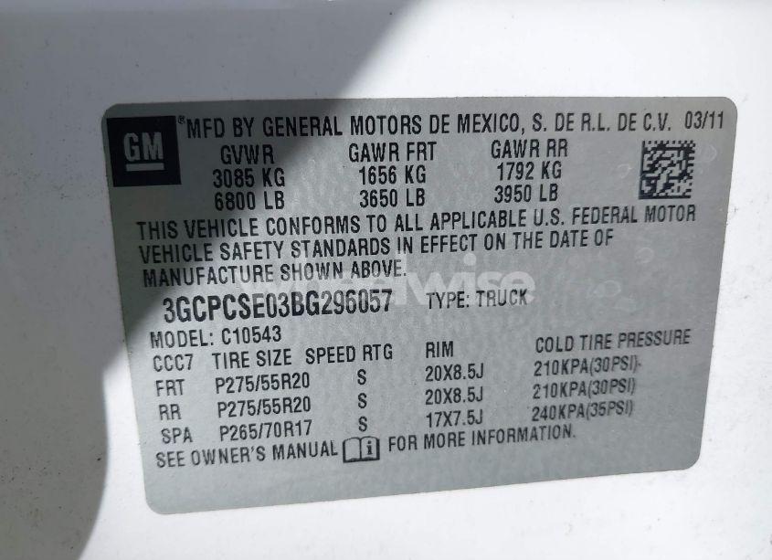 Photo 9 of 2011 Chevrolet Silverado 1500 LT (VIN 3GCPCSE03BG296057)