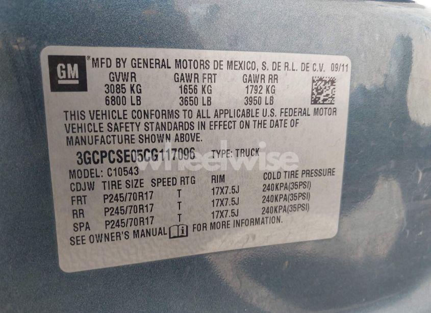 Photo 9 of 2012 Chevrolet Silverado 1500 LT (VIN 3GCPCSE05CG117096)