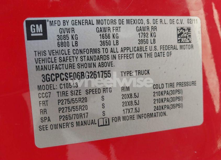 Photo 9 of 2011 Chevrolet Silverado 1500 LT (VIN 3GCPCSE06BG261755)