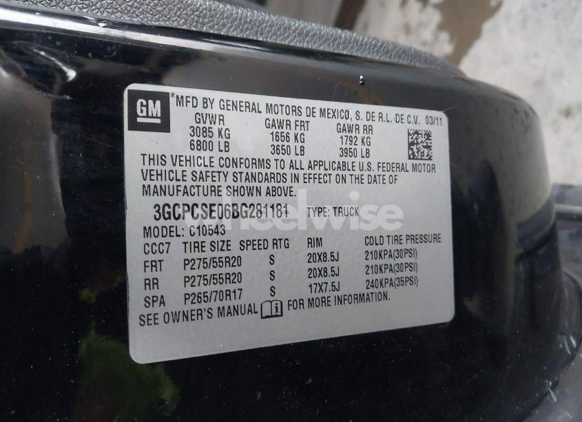 Photo 9 of 2011 Chevrolet Silverado 1500 LT (VIN 3GCPCSE06BG281181)