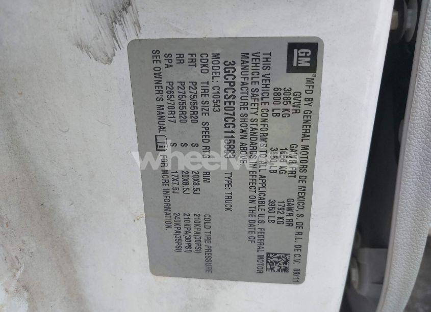 Photo 9 of 2012 Chevrolet Silverado 1500 LT (VIN 3GCPCSE07CG115883)