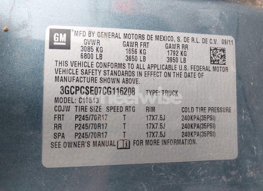 Photo 9 of 2012 Chevrolet Silverado 1500 LT (VIN 3GCPCSE07CG116208)