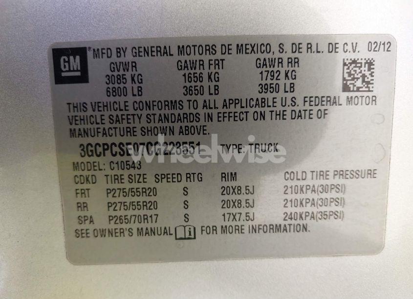 Photo 9 of 2012 Chevrolet Silverado 1500 LT (VIN 3GCPCSE07CG223551)