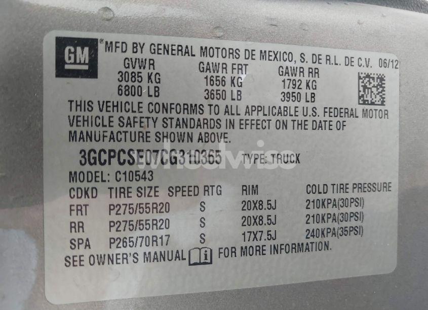 Photo 9 of 2012 Chevrolet Silverado 1500 LT (VIN 3GCPCSE07CG310365)