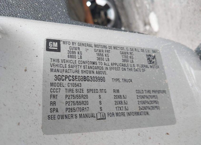 Photo 9 of 2011 Chevrolet Silverado 1500 LT (VIN 3GCPCSE08BG303990)