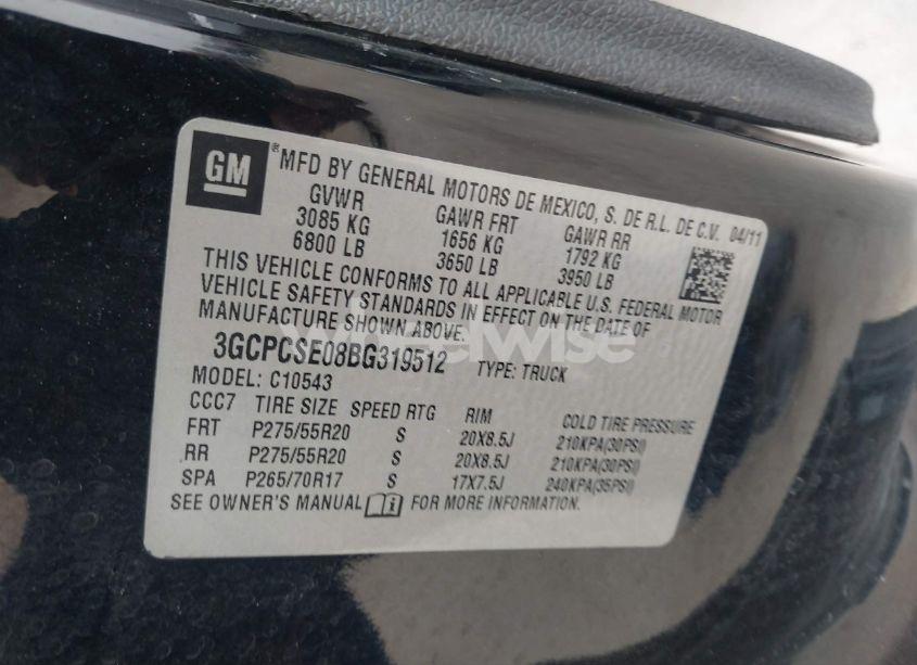 Photo 9 of 2011 Chevrolet Silverado 1500 LT (VIN 3GCPCSE08BG319512)