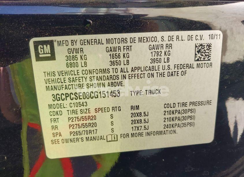 Photo 9 of 2012 Chevrolet Silverado 1500 LT (VIN 3GCPCSE08CG151453)