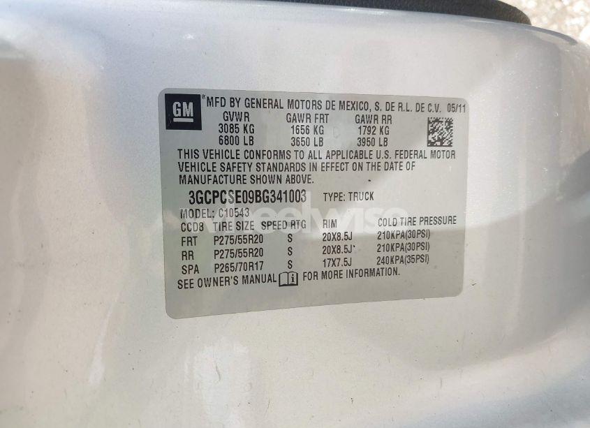 Photo 9 of 2011 Chevrolet Silverado 1500 LT (VIN 3GCPCSE09BG341003)