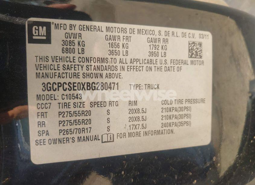 Photo 9 of 2011 Chevrolet Silverado 1500 LT (VIN 3GCPCSE0XBG280471)