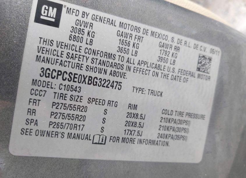 Photo 9 of 2011 Chevrolet Silverado 1500 LT (VIN 3GCPCSE0XBG322475)