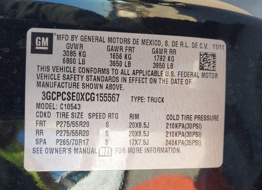 Photo 9 of 2012 Chevrolet Silverado 1500 LT (VIN 3GCPCSE0XCG155567)