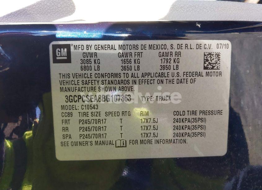 Photo 9 of 2011 Chevrolet Silverado 1500 LT (VIN 3GCPCSEA8BG107363)