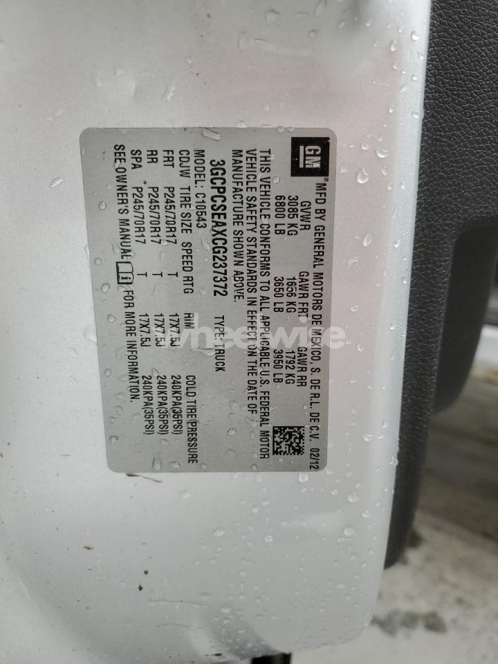 Photo 12 of 2012 CHEVROLET SILVERADO C1500 LT (VIN 3GCPCSEAXCG237372)