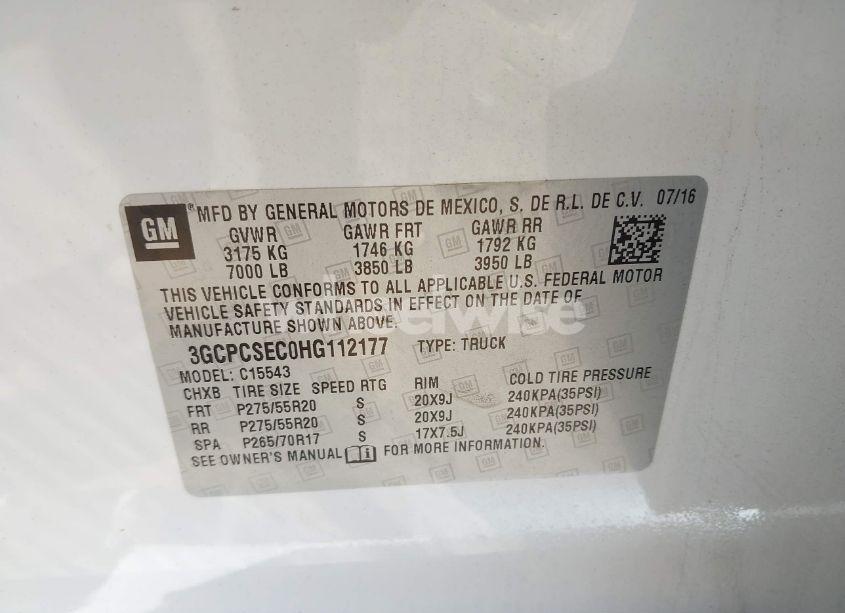 Photo 9 of 2017 Chevrolet Silverado 1500 1LZ (VIN 3GCPCSEC0HG112177)