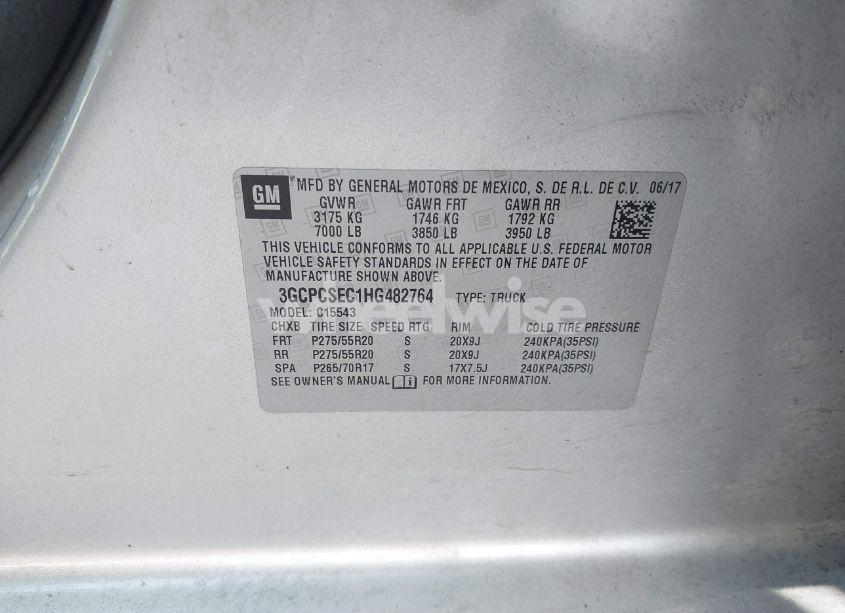 Photo 9 of 2017 Chevrolet Silverado 1500 1LZ (VIN 3GCPCSEC1HG482764)