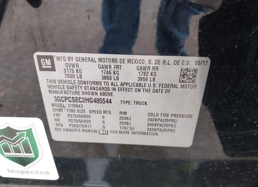 Photo 9 of 2017 Chevrolet Silverado 1500 1LZ (VIN 3GCPCSEC2HG485544)