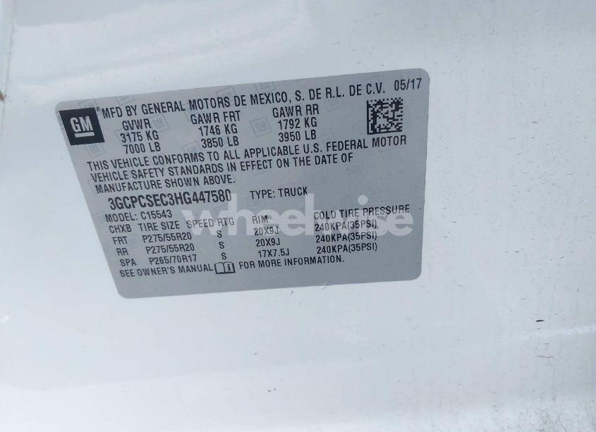 Photo 9 of 2017 Chevrolet Silverado 1500 1LZ (VIN 3GCPCSEC3HG447580)