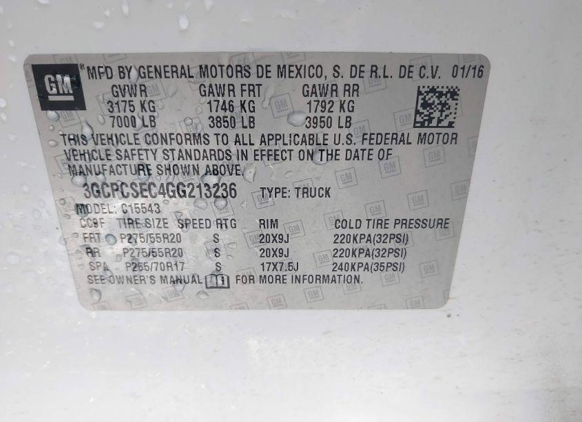 Photo 9 of 2016 Chevrolet Silverado 1500 1LZ (VIN 3GCPCSEC4GG213236)