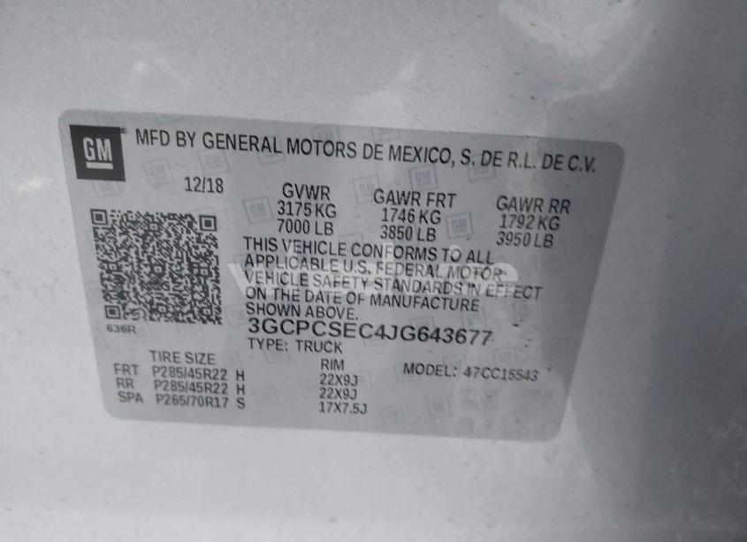 Photo 9 of 2018 Chevrolet Silverado 1500 1LZ (VIN 3GCPCSEC4JG643677)