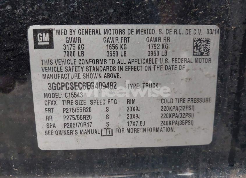 Photo 9 of 2014 Chevrolet Silverado 1500 1LZ (VIN 3GCPCSEC6EG409482)