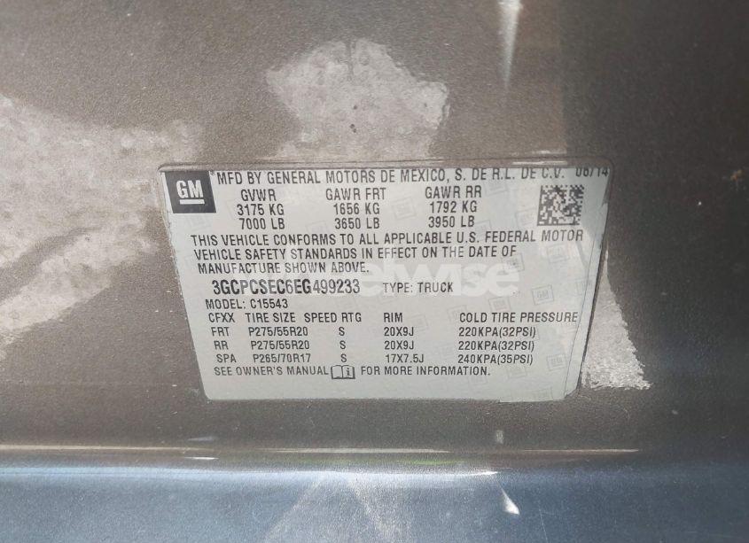 Photo 9 of 2014 Chevrolet Silverado 1500 1LZ (VIN 3GCPCSEC6EG499233)