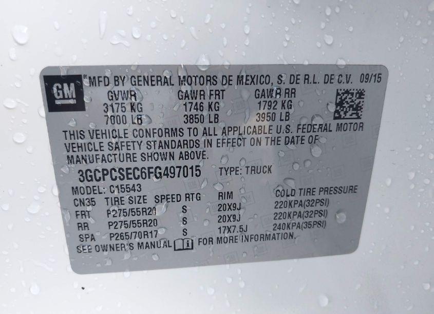 Photo 9 of 2015 Chevrolet Silverado 1500 1LZ (VIN 3GCPCSEC6FG497015)