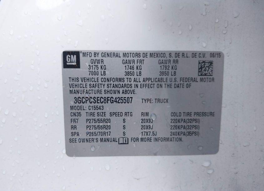 Photo 9 of 2015 Chevrolet Silverado 1500 1LZ (VIN 3GCPCSEC8FG425507)