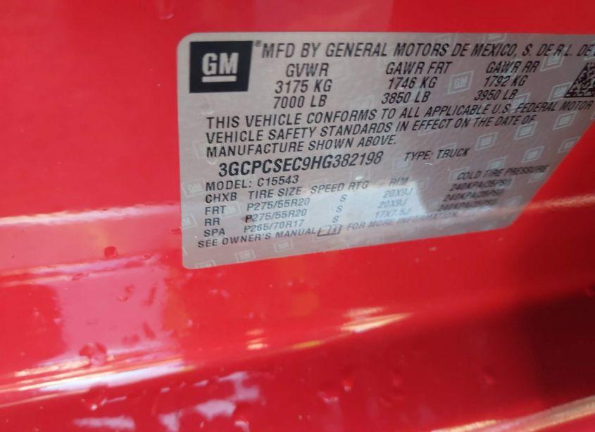 Photo 9 of 2017 Chevrolet Silverado 1500 1LZ (VIN 3GCPCSEC9HG382198)