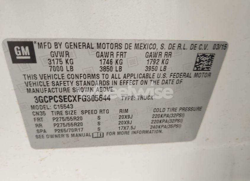 Photo 9 of 2015 Chevrolet Silverado 1500 1LZ (VIN 3GCPCSECXFG305644)