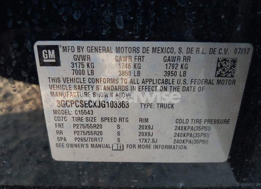 Photo 9 of 2018 Chevrolet Silverado 1500 1LZ (VIN 3GCPCSECXJG103363)