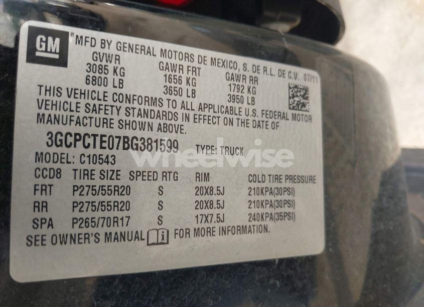 Photo 9 of 2011 Chevrolet Silverado 1500 LTZ (VIN 3GCPCTE07BG381599)