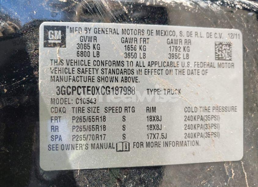 Photo 9 of 2012 Chevrolet Silverado 1500 LTZ (VIN 3GCPCTE0XCG187988)