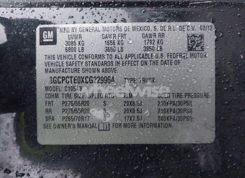 Photo 9 of 2012 Chevrolet Silverado 1500 LTZ (VIN 3GCPCTE0XCG229964)