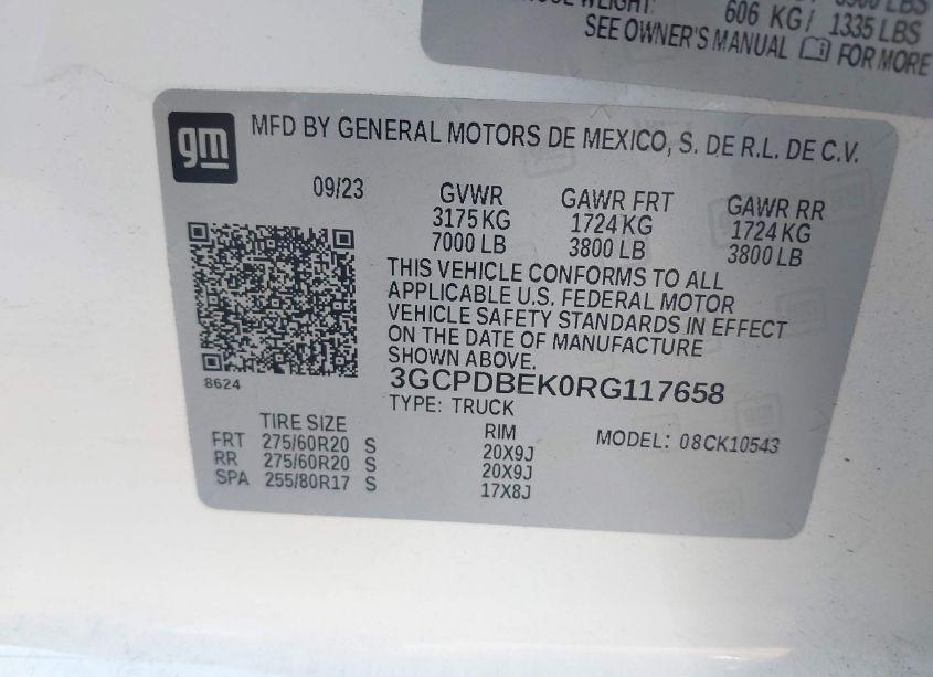 Photo 9 of 2024 Chevrolet Silverado 1500 4WD SHORT BED CUSTOM (VIN 3GCPDBEK0RG117658)