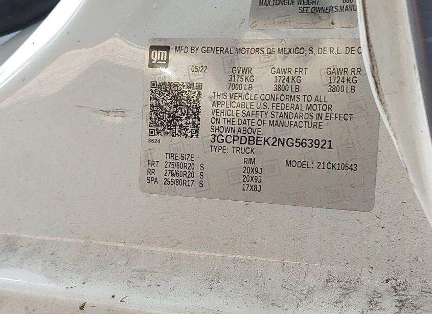 Photo 9 of 2022 Chevrolet Silverado 1500 CUSTOM (VIN 3GCPDBEK2NG563921)