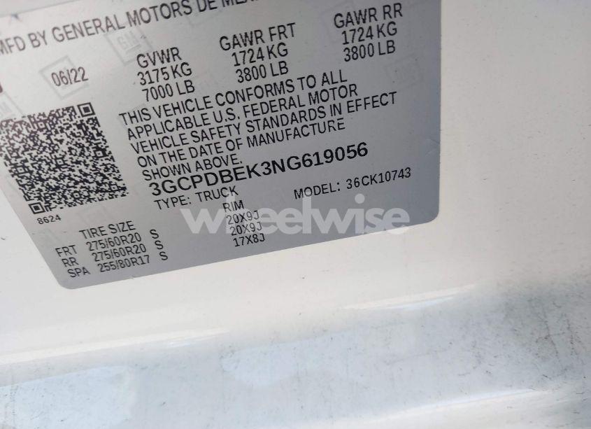 Photo 9 of 2022 Chevrolet Silverado 1500 4WD STANDARD BED CUSTOM (VIN 3GCPDBEK3NG619056)