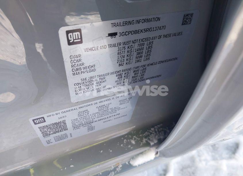 Photo 9 of 2024 Chevrolet Silverado 1500 4WD SHORT BED CUSTOM (VIN 3GCPDBEK5RG137470)