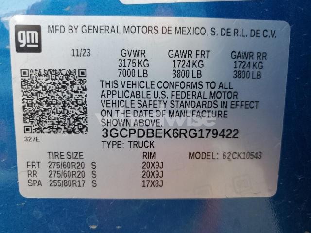 Photo 11 of 2024 CHEVROLET SILVERADO K1500 CUSTOM (VIN 3GCPDBEK6RG179422)