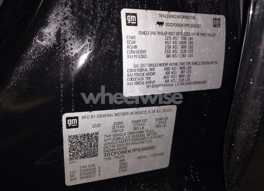 Photo 9 of 2023 Chevrolet Silverado 1500 4WD SHORT BED CUSTOM (VIN 3GCPDBEK7PG165087)