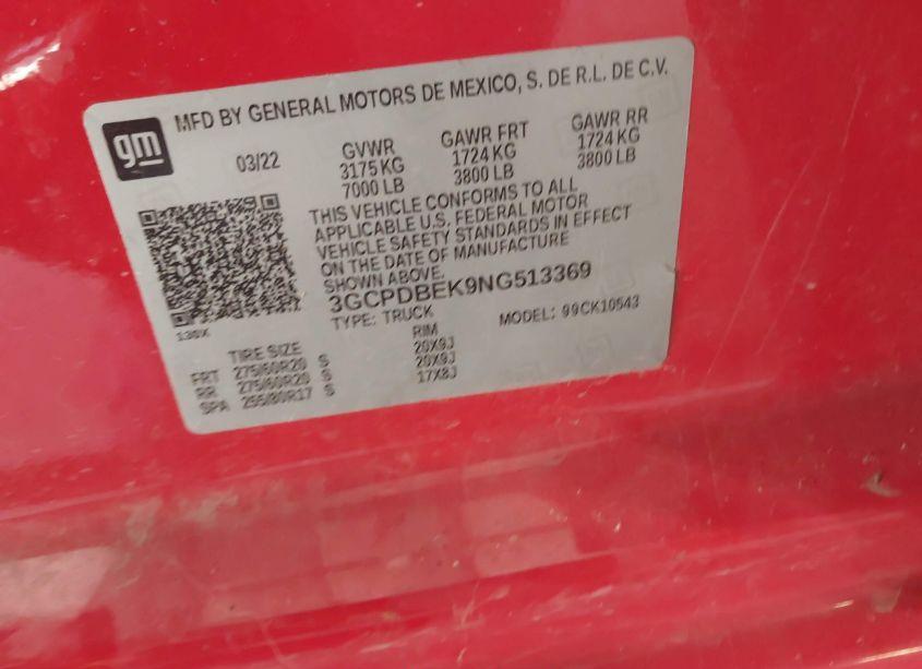 Photo 9 of 2022 Chevrolet Silverado 1500 4WD SHORT BED CUSTOM (VIN 3GCPDBEK9NG513369)